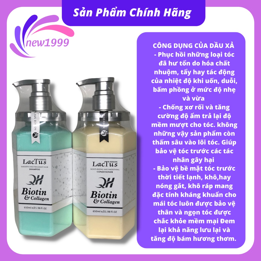 Dầu gội biotin lactus season ngăn gàu giảm rụng tóc QH collagen