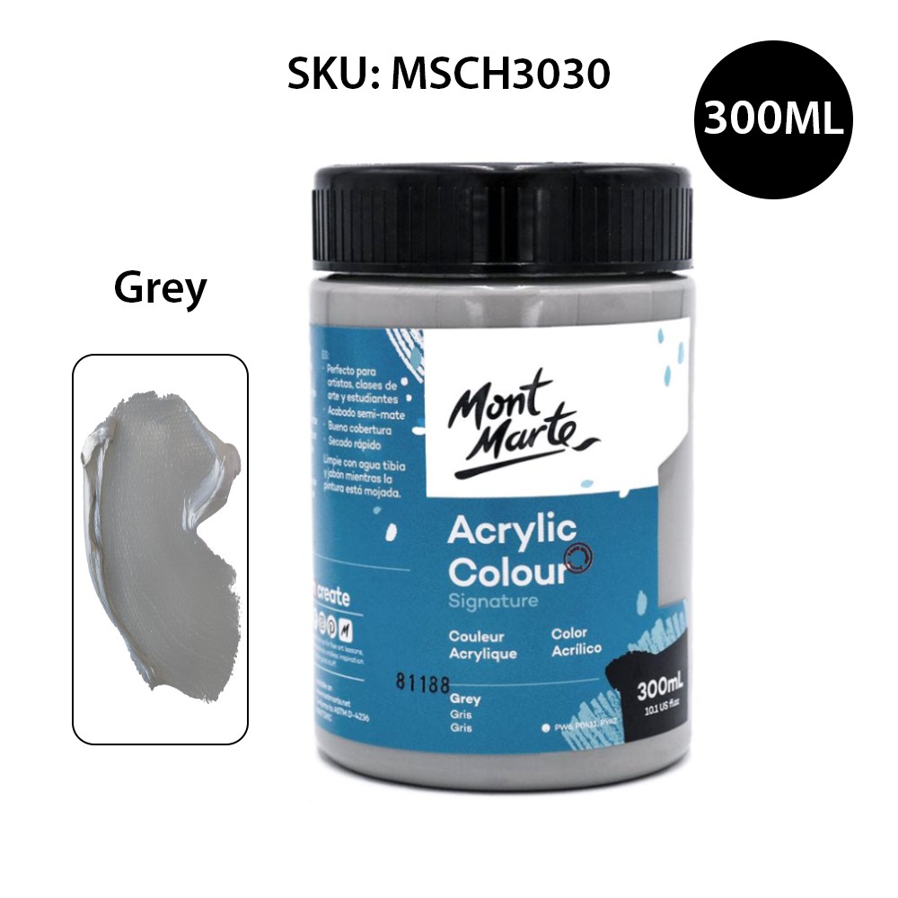 Màu Acrylic Mont Marte 300ml - Grey - Acrylic Colour Paint Signature 300ml (10.1oz) - MSCH3030