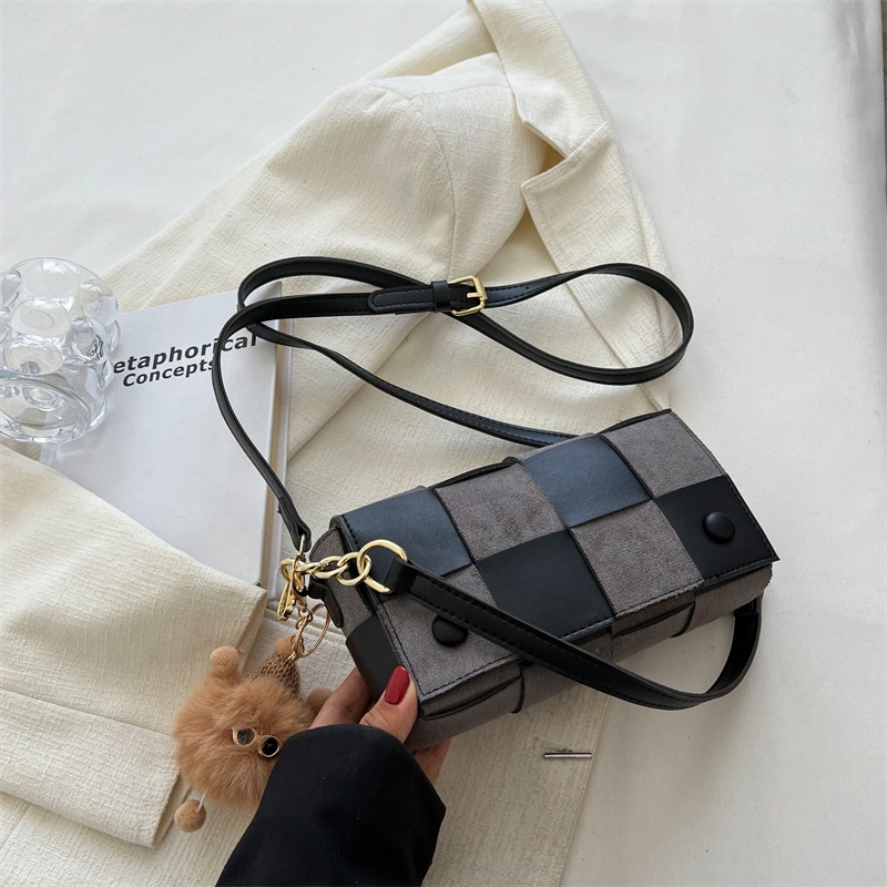 Túi đeo chéo IELGY kiểu chữ nhật nhỏ thiết kế đơn giản màu sắc tương phản cho nữ