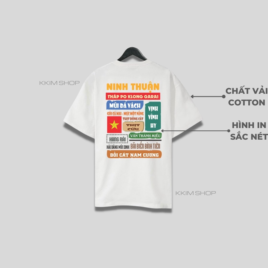 Áo thun tay lỡ NINH THUẬN, Áo phông 63 tỉnh thành Form rộng oversize, chất liệu Cotton KKIMSHOP