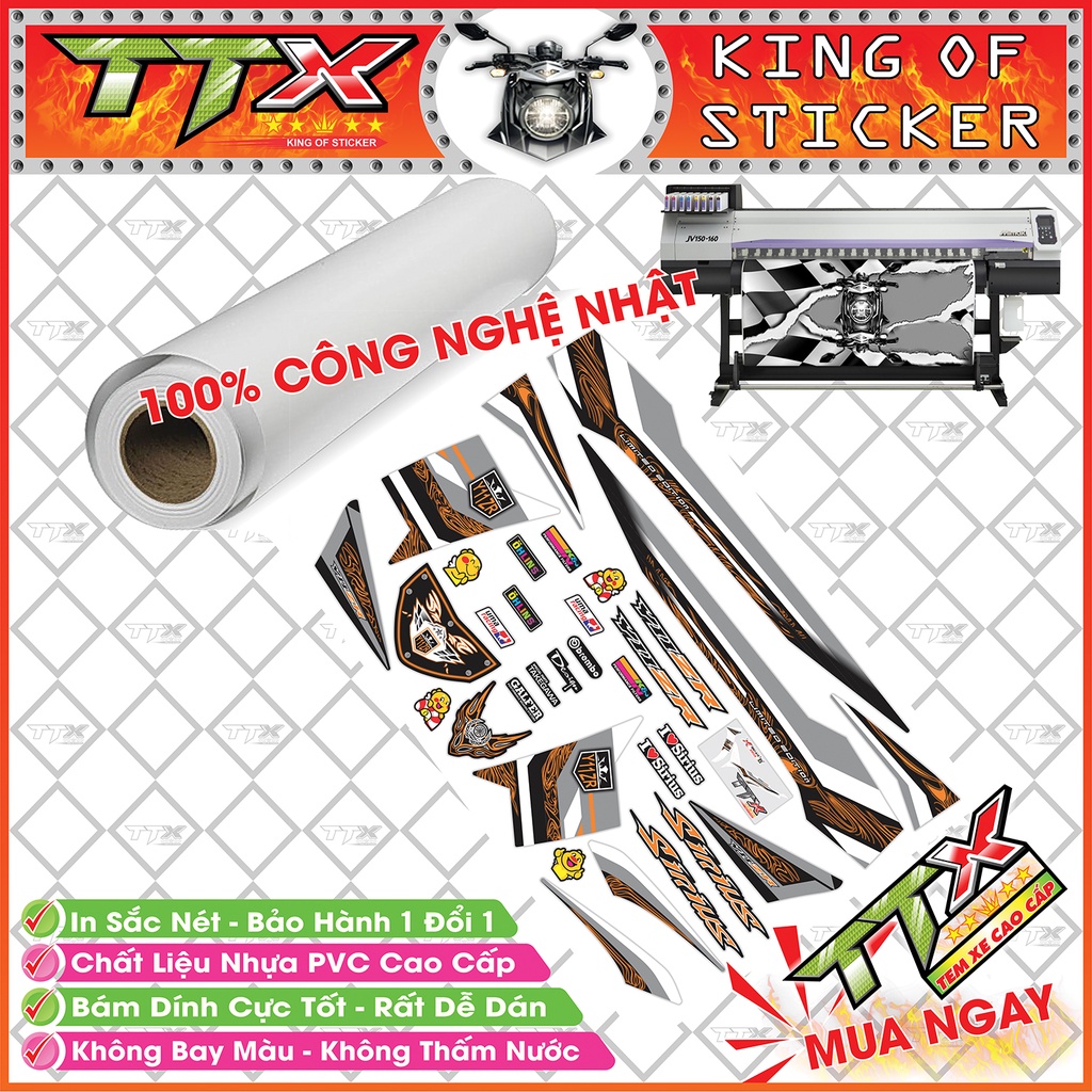 Tem Xe Sirius Đen Xám Cam Y11ZR Siêu Đẹp - Tem Sirius Y11ZR Cam Xám Đen Hót - Mẫu Team Sirius Đen Xám Cam