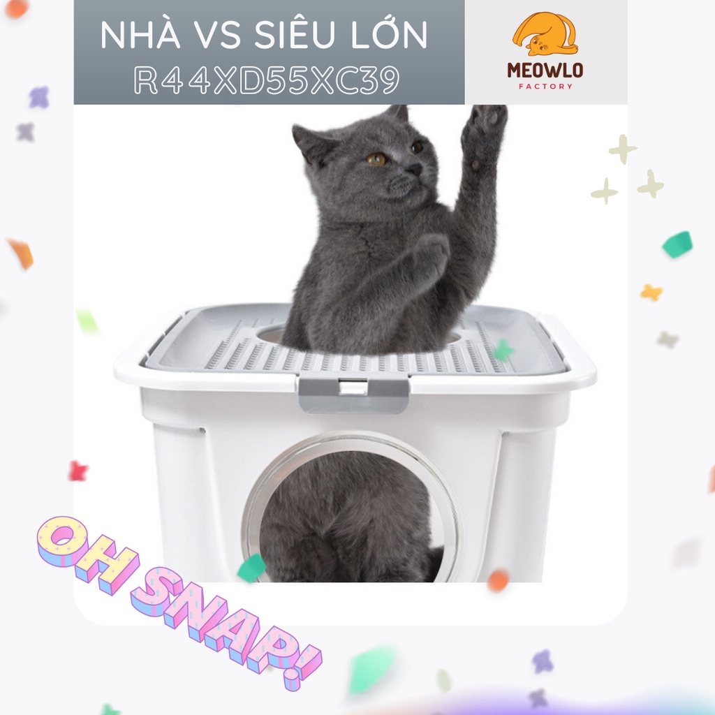 Nhà vệ sinh cho mèo siêu lớn chống văng 100% tặng kèm xẻng ray cát ️🥅️ Hỏa tốc HCM  khay vệ sinh cho mèo lớn