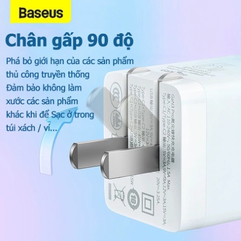 NEW GaN3 | Bộ Sạc Baseus GaN3 Pro Charging Charger C+C+A 65W Charging Set