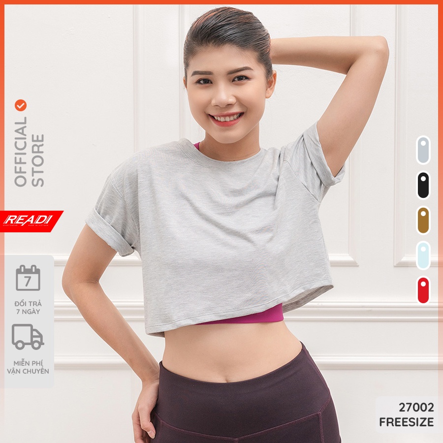 Áo tập gym yoga nữ dáng croptop tay ngắn READI freesize - 27002