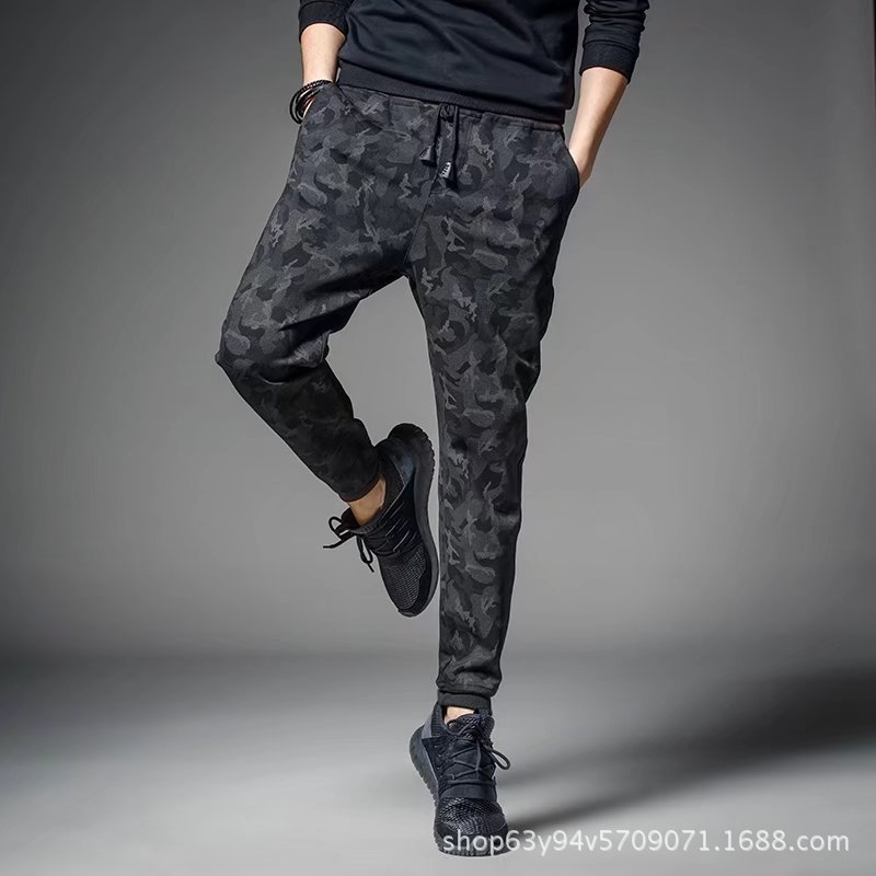 【EI KA 】S-5XL Black Camouflage track pants korean style Fashion Casual Straight pants