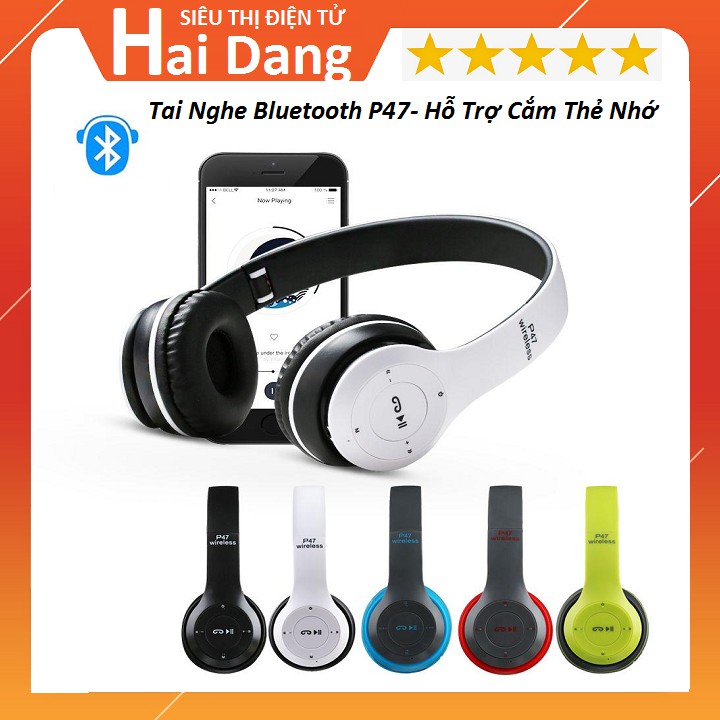 Tai Nghe Bluetooth P47, Có Cắm Thẻ Nhớ Nghe Nhạc Trực Tiếp Âm Thanh Stereo Super Bass Siêu Chất | BigBuy360 - bigbuy360.vn