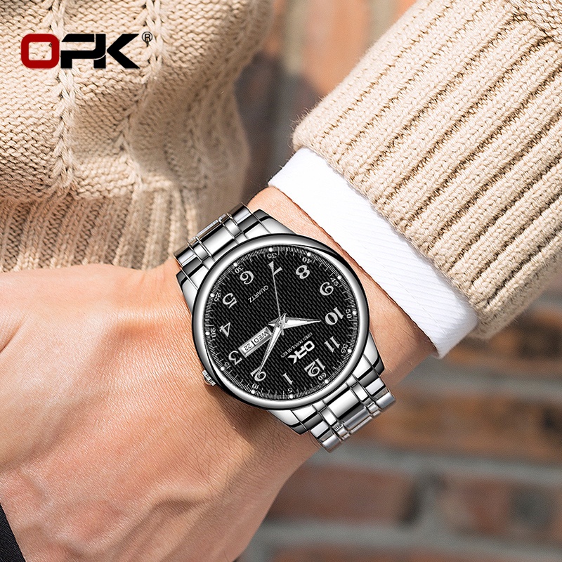 Đồng hồ nam chính hãng OPK 8110 dây đeo thép không gỉ dạ quang chống nước giá rẻ