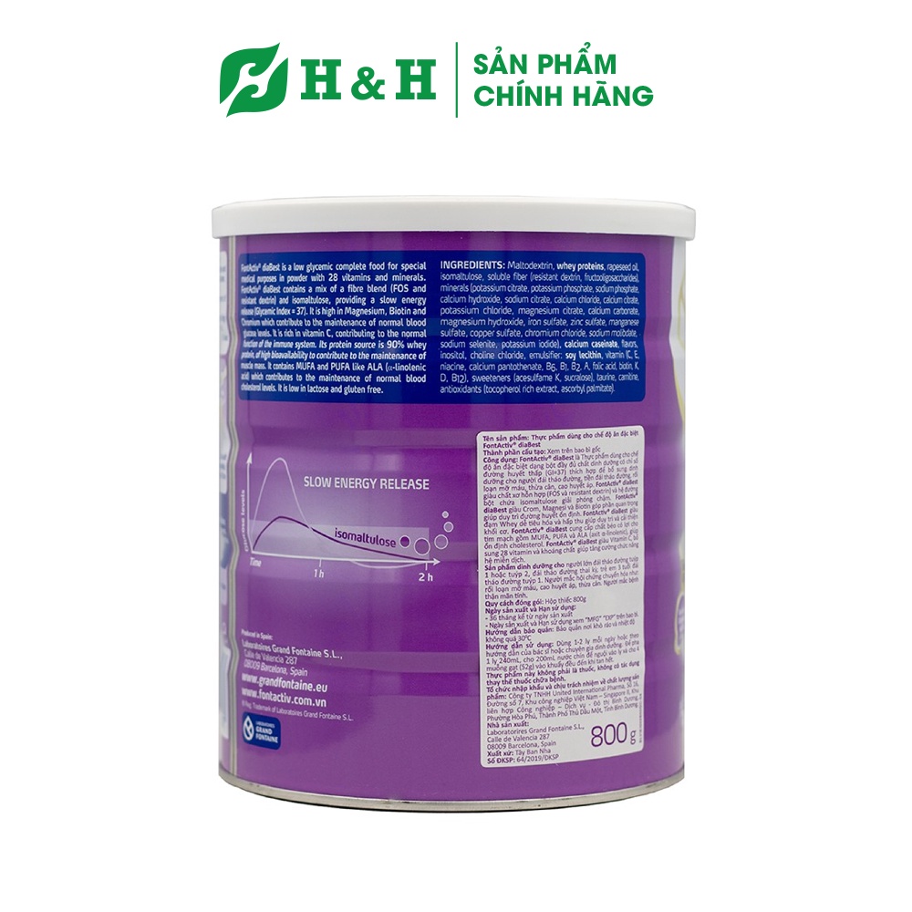 Sữa Fontactiv Dibest - Dinh dưỡng cho người tiểu đường, giúp kiểm soát đường huyết