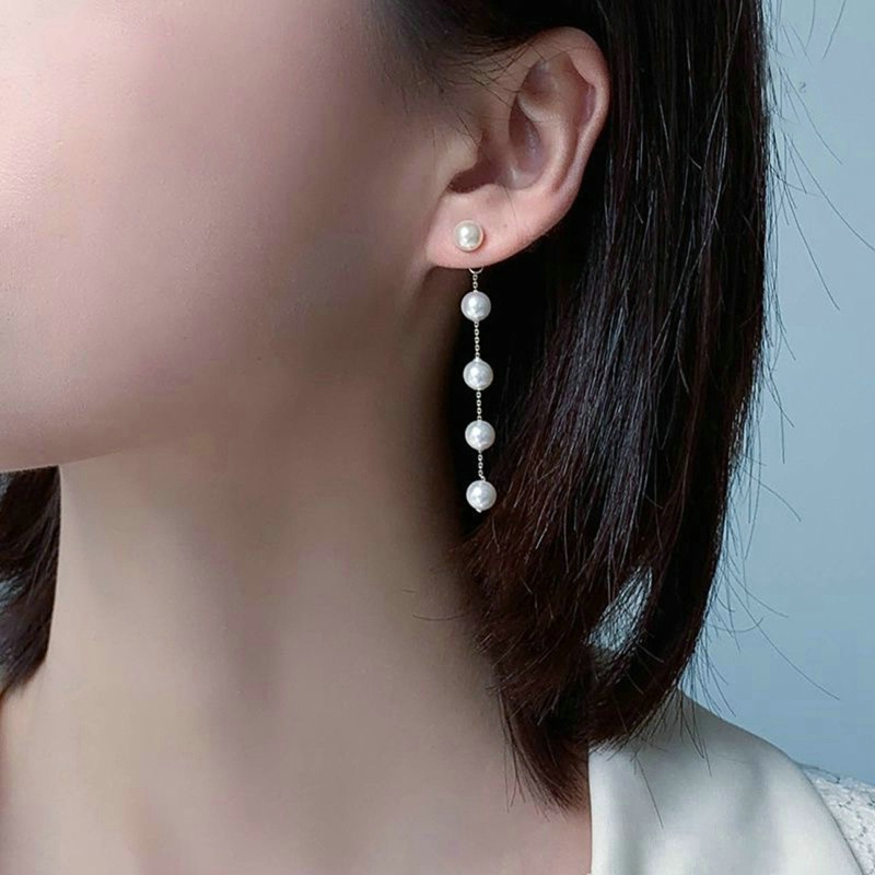 Khuyên Tai Dáng Dài Đính Ngọc Trai Nhân Tạo Đơn Giản Thời Trang Hàn Quốc