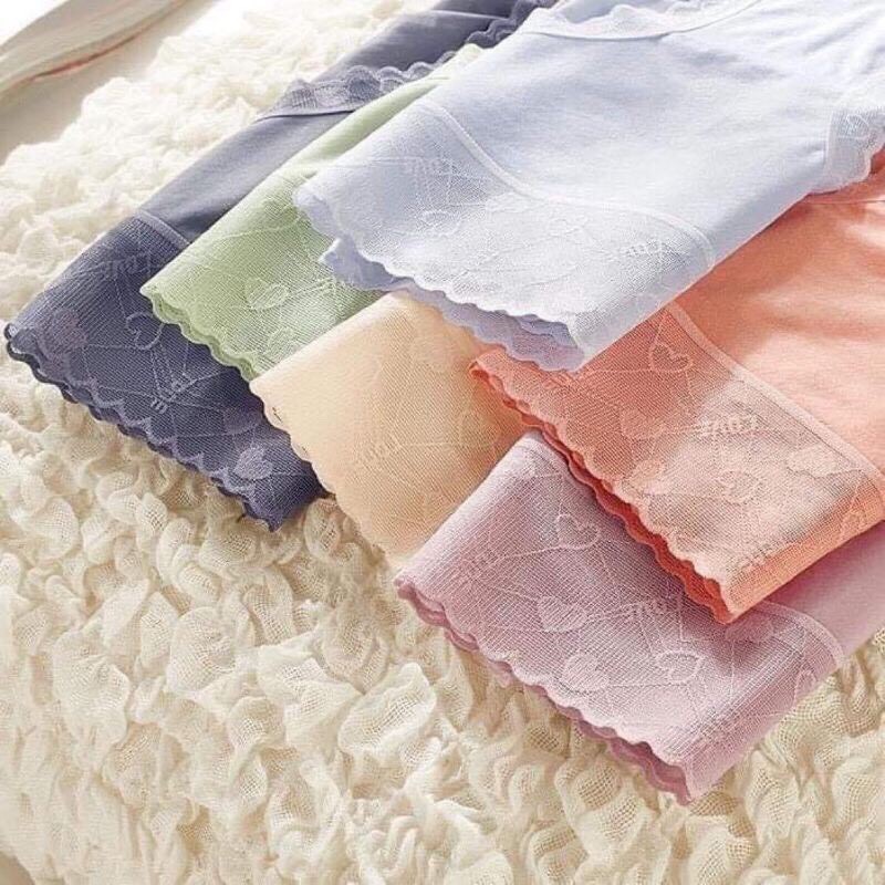 Quần Lót Nữ Su Lụa Sữa Tàng Hình Cạp Ren Họa Tiết Tim 9909 hàng loại 1