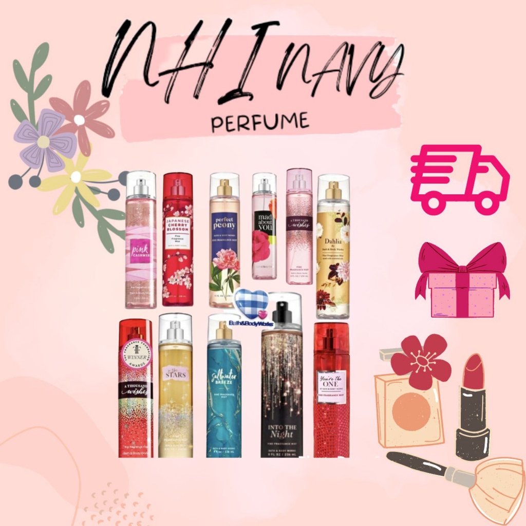 Nhi.navy Chọn mùi-10ml mini] Xịt thơm toàn thân lưu hương Bath and Body Works 10ml