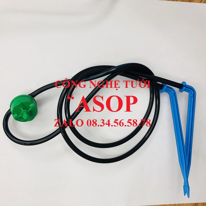 10 Bộ tưới nhỏ giọt 2 que cắm 10CM CÓ ĐẦU TƯỚI BÙ ÁP KHÔNG RỈ 4L-H