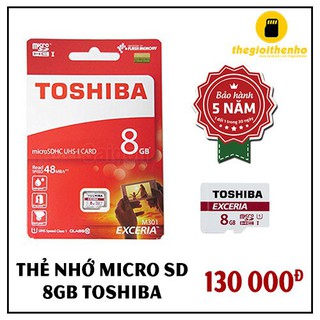 Thẻ nhớ micro sd 8gb toshiba class 10- bh 12 tháng