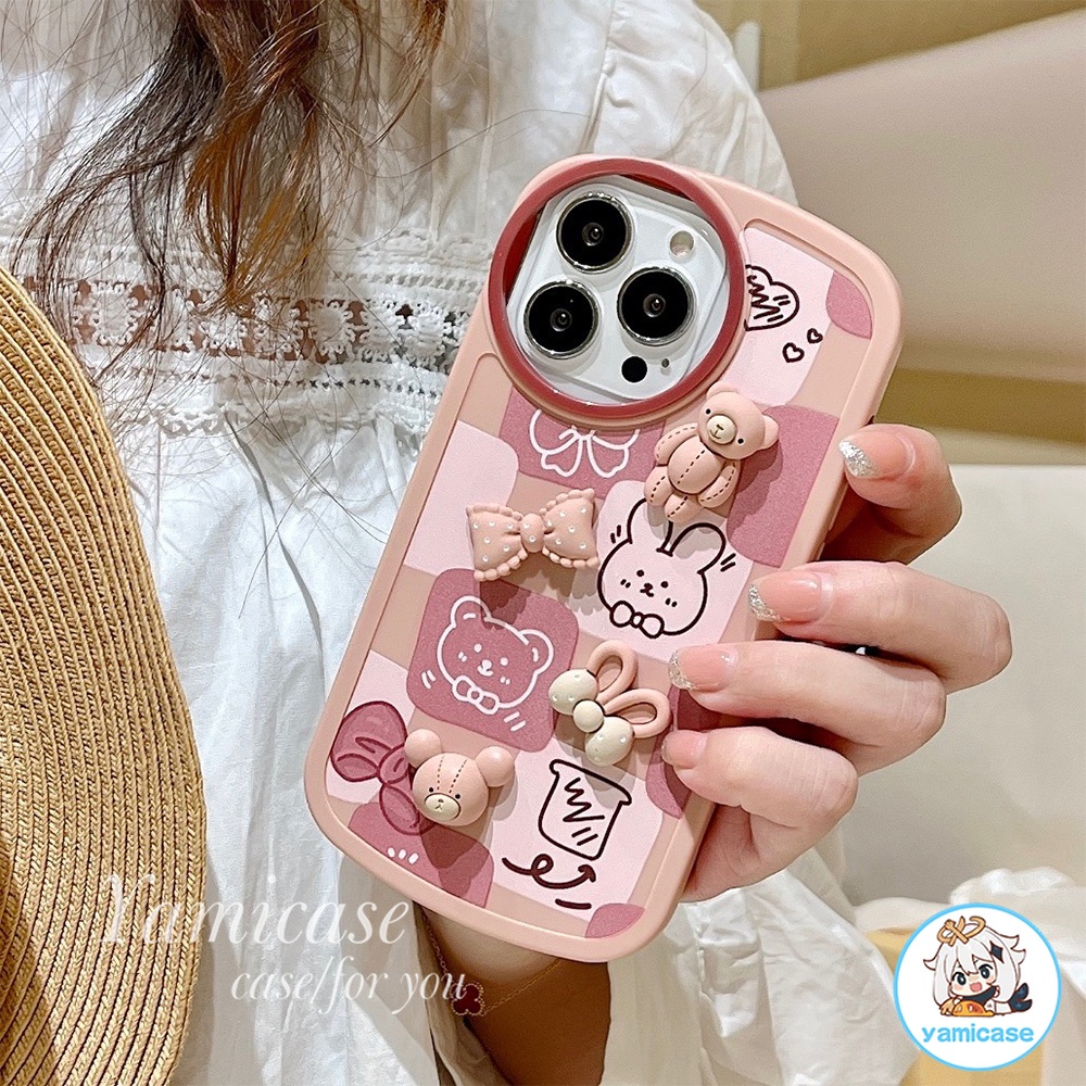 Ốp điện thoại tpu mềm họa tiết chú gấu hoạt hình 3d thắt nơ cho IPHONE 13 11 PRO MAX X XR 8 7 PLUS