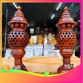 [Decor Cao Cấp ] CẶP ĐÈN TỔ ONG GỖ TRÀM CAO 34CM