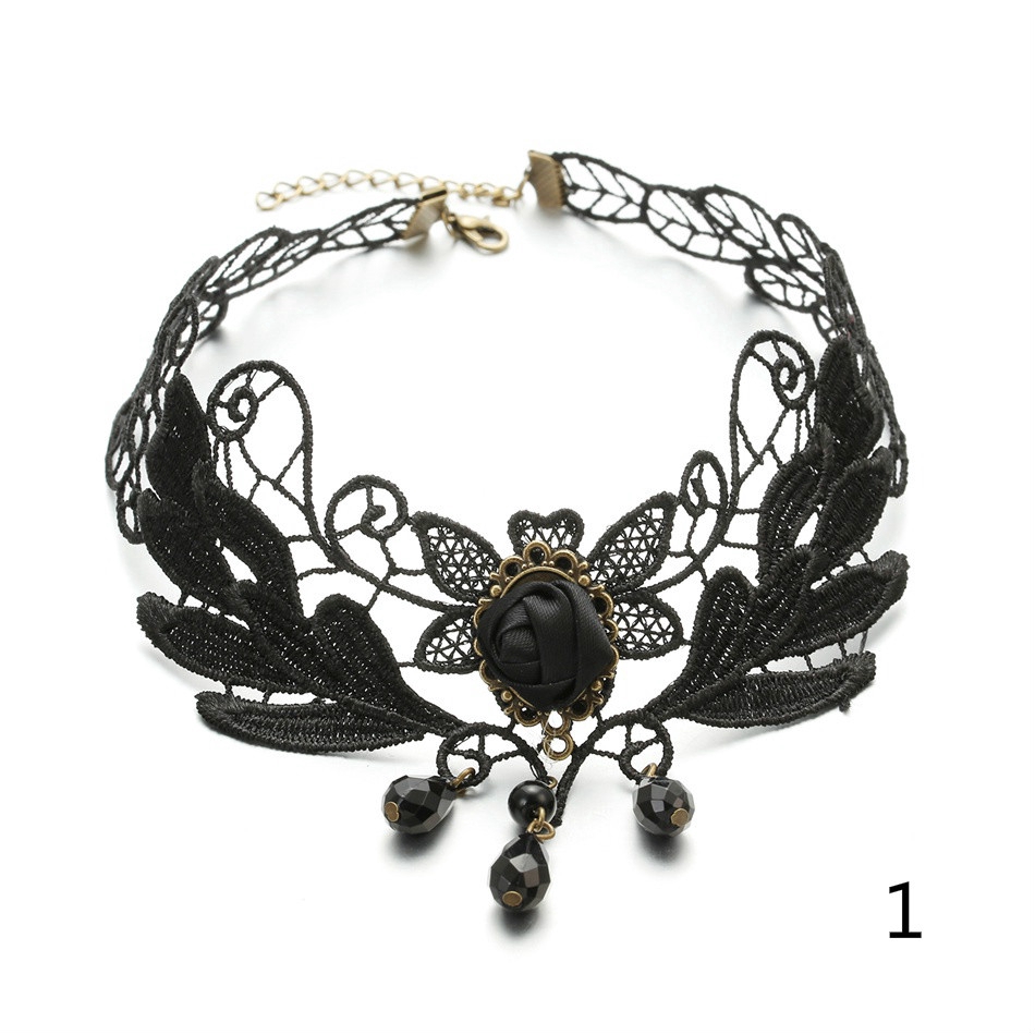 Vòng cổ choker ren đính đá hình giọt nước phong cách retro [6-15% | BigBuy360 - bigbuy360.vn