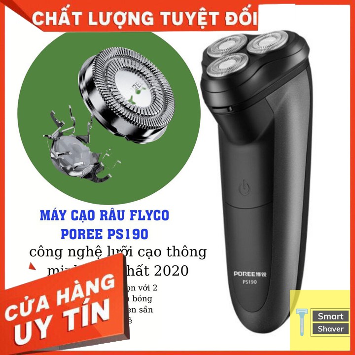 🔥 FREESHIP 🔥 Máy Cạo Râu Nam Lưỡi Dao 3 Đầu cạo siêu nhanh, chống nước cực tốt II Bảo Hành 12 Tháng | Poree PS190