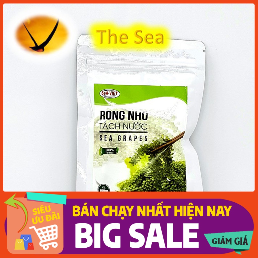 Rong nho tách nước Sea Việt gói 100g, tác dụng của rong nho, bảo quản rong nho, cách ăn rong nho ngon kèm sốt mè rang