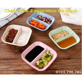 Chén chấm 2 ngăn nhựa lúa mạch