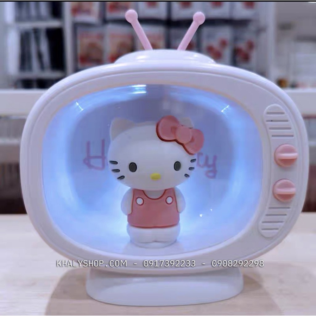 Đèn ngủ để bàn hình Hello Kitty tivi màu trắng siêu xinh cho các bé và bạn nữ (Miniso) - (12x4.5x10cm) - 84NDENKT7017