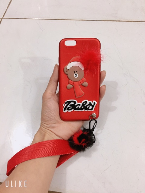 Ốp dẻo đỏ iphone 6,6S kèm dây đeo