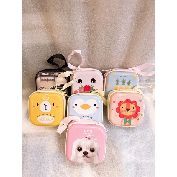 Set 2 Bóp Ví Mini Khoá Kéo Dễ Thương Tròn Vuông Chữ nhật Kitty Doraemon LOL Giao mẫu ngẫu nhiên