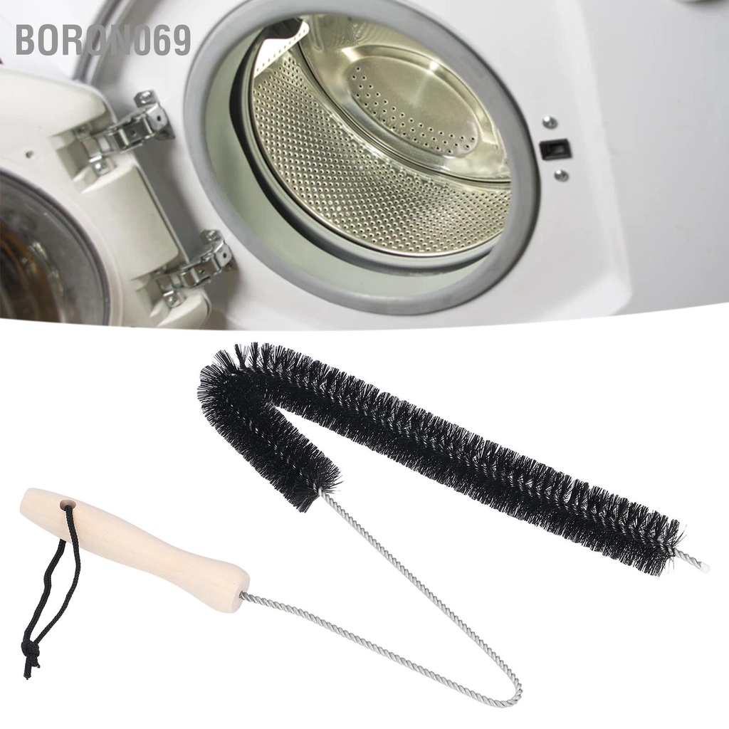 Boron069 Bàn chải làm sạch bằng thép không gỉ Máy sấy thông gió đường ống có thể uốn cong đa chức năng với tay cầm gỗ cho gia đình