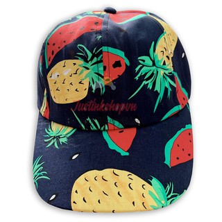 Nón kết mũ lưỡi trai cap dạng snapback họa tiết hình trái cây thơm dứa và dưa hấu cực độc lạ nổi bật - NKCL-2709-NKTDH