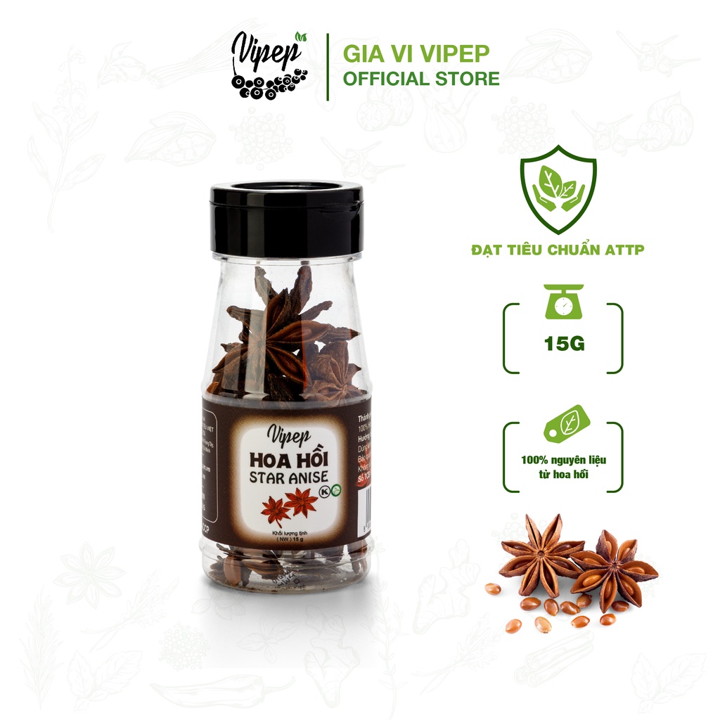 Hoa hồi khô nguyên cánh Vipep 15g, chuẩn gia vị nấu phở, nêm các món tiềm, ninh & hầm cà ri