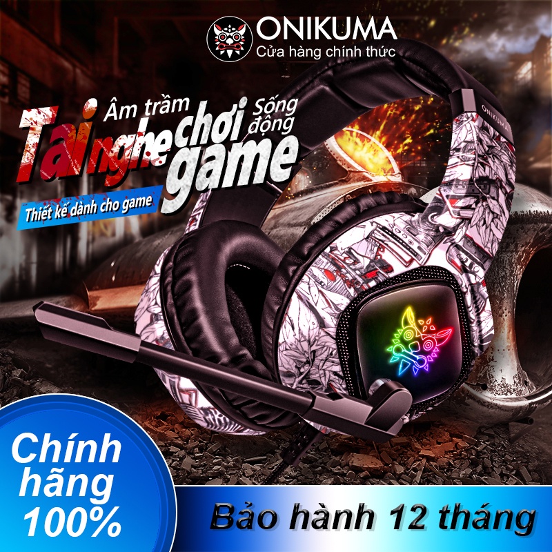 Tai nghe chụp tai Chơi game chống ồn ONIKUMA K19 với micrô có RGB Gaming Headphone Cho Máy tính xách tay PC Laptop