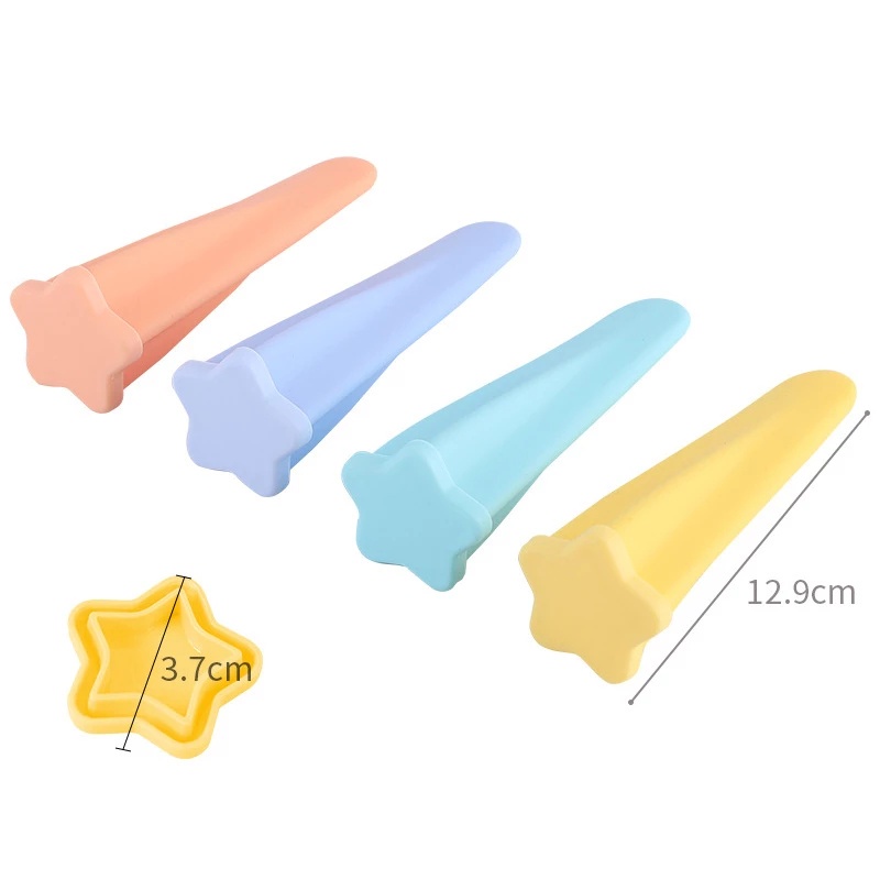 Khuôn Làm Kem 4 Ngăn Hình Ngôi Sao Bằng Silicone Cấp Thực Phẩm Có Thể Tái Sử Dụng