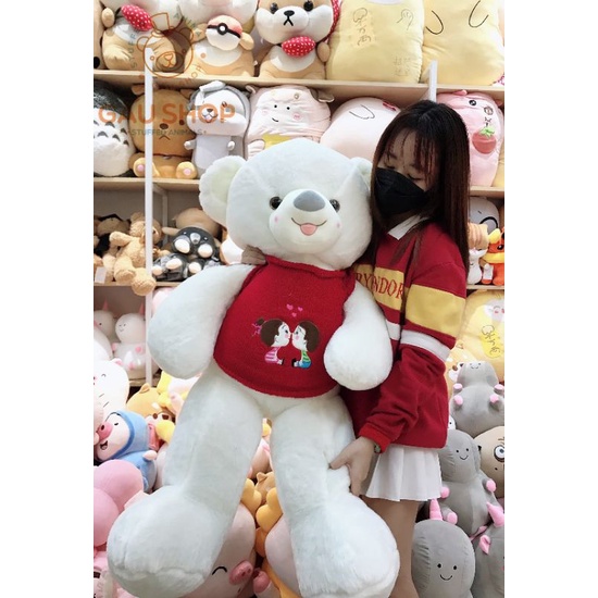 Gấu bông Teddy mặt cười áo len nam nữ kiss hàng nhập chính hãng cao cấp