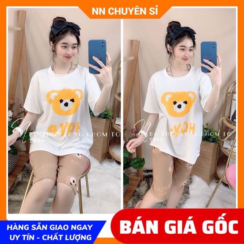 Đồ bộ nữ mặc nhà phom 55kg chất thun mềm mịn in hình hoạt hình dễ thương TP90