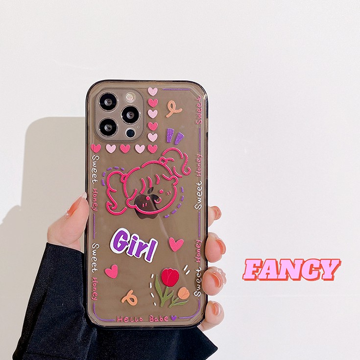 Ốp lưng iphone Honey Girl trong cạnh vuông BVC 5/5s/6/6plus/6s/6splus/7/7plus/8/8plus/x/xr/xs/11/12/pro/max/plus/promax | BigBuy360 - bigbuy360.vn