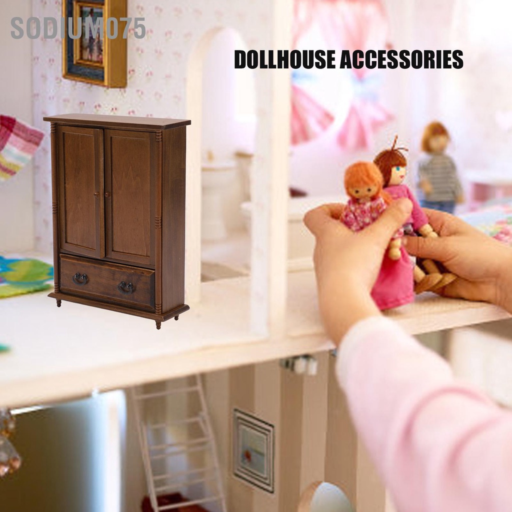 Có thể bán buôn Nhà búp bê thu nhỏ Tủ quần áo 1 12 Quy mô Búp Ngôi nhà Đồ nội thất bằng gỗ cổ điển chơi trẻ em Sodium075 Hàng giao ngay