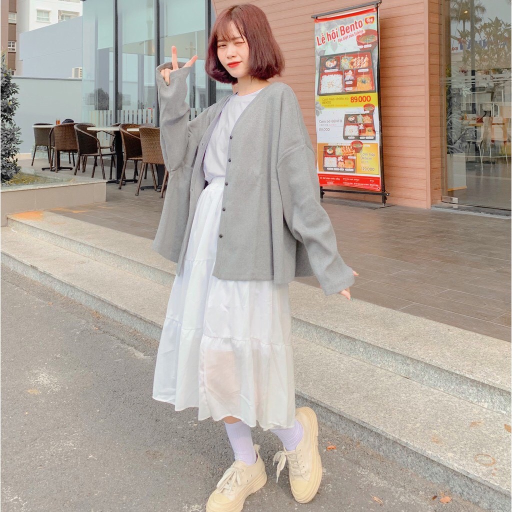 Áo Khoác Cardigan Hàn Trơn Form Rộng Ulzzang