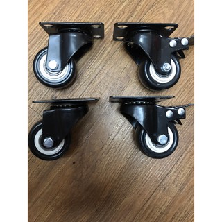 Bộ 4 bánh xe đẩy hàng bằng cao su cứng màu đỏ , đen