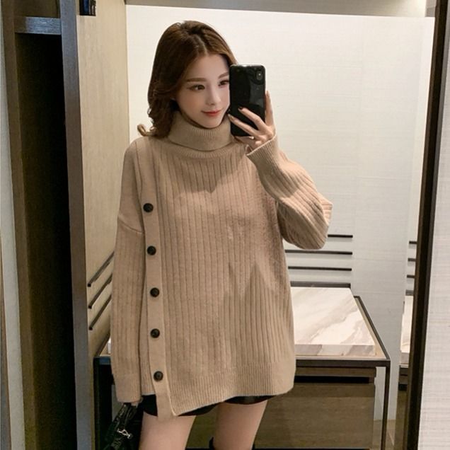 Áo Sweater Cổ Lọ Dáng Rộng Thời Trang Thu Đông Cho Nữ