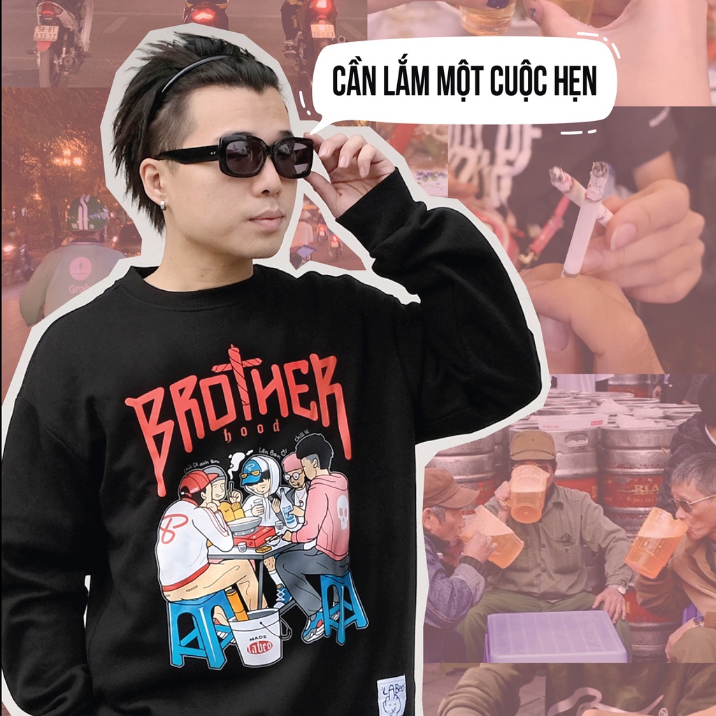 LB15 Áo sweater brother hút Labeo studio áo nỉ dáng rộng