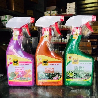 Combo bộ 3 sản phẩm phân bón Đầu trâu Spray dạng xịt chuyên dùng hoa Lan & cây Kiểng