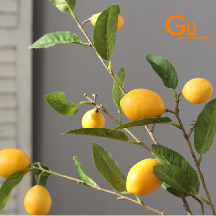 Cây quả chanh, cây chanh giả trang trí cành cao 100cm giống thật - Gu Decor Wooden