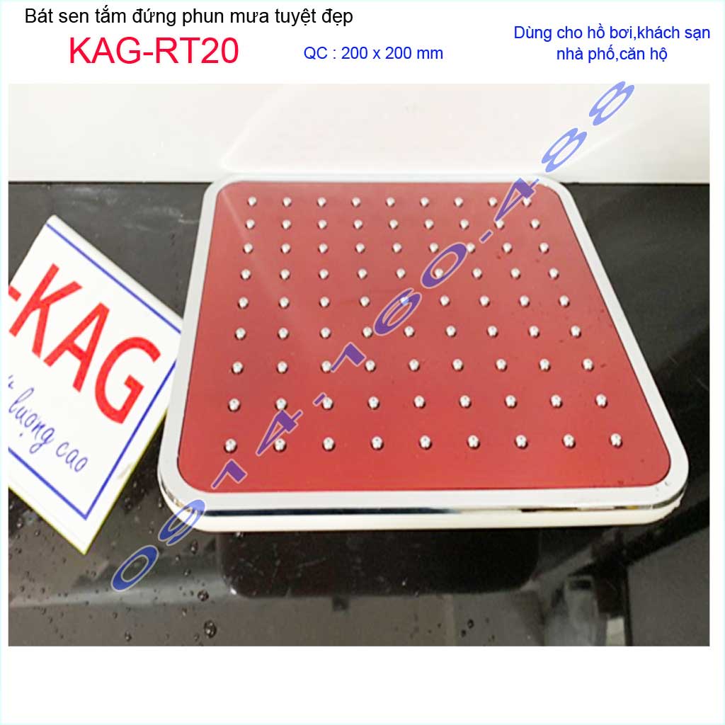 Bát sen tắm đứng vuông 20x20 cm KAG-RT20, đầu sen phun mưa tia nước đều thiết kế mới thời trang sang trọng tuyệt đẹp