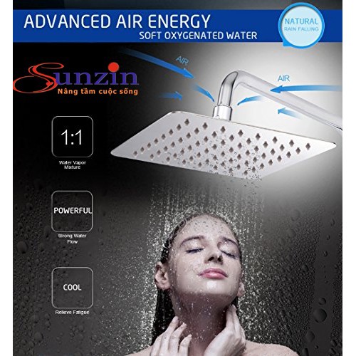 Bát sen cây phun mưa Sunzin vuông, rộng 25cm, chất liệu inox 304