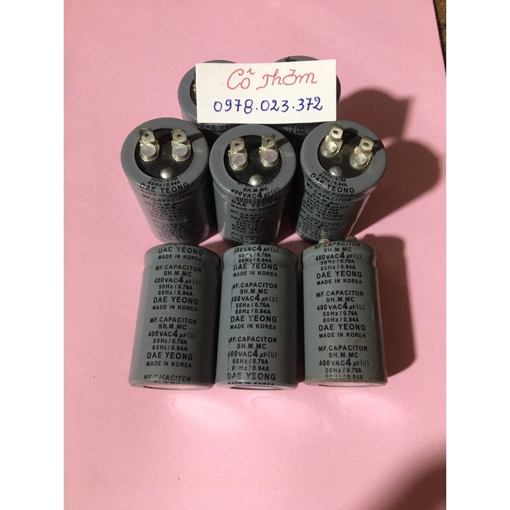 Tụ đầu nhôm tròn 400vac 2.5uf, 3uf, 4uf