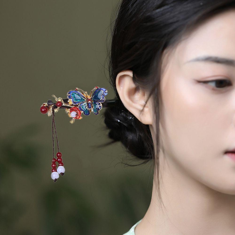 Trâm Cài Tóc Hình Bướm Đính Ngọc Trai Phong Cách Trung Hoa Cổ Điển