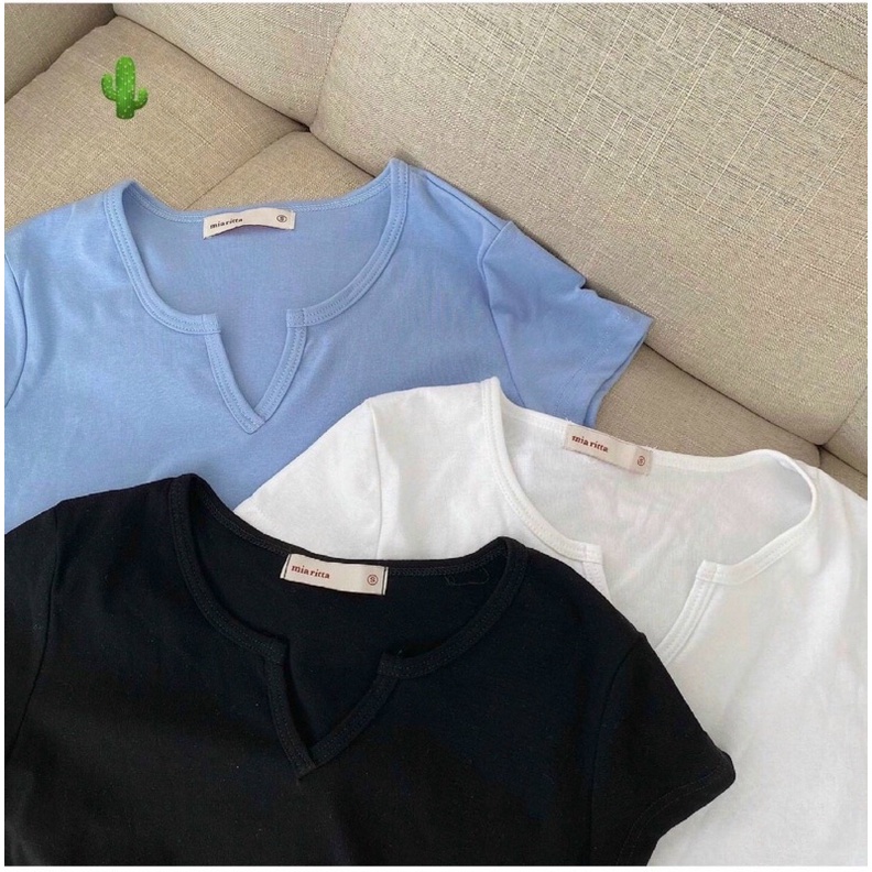 Áo croptop Cổ Khoét V Tay Ngắn A5187