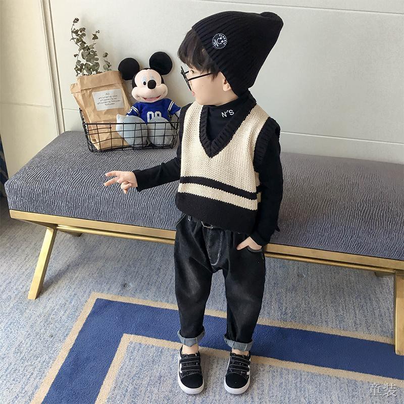 💕AOHUI💕Áo len trẻ em cổ chữ V áo vest bé trai áo vest dệt kim 2021 mùa xuân và mùa thu mới áo vest nam áo vest bé trai