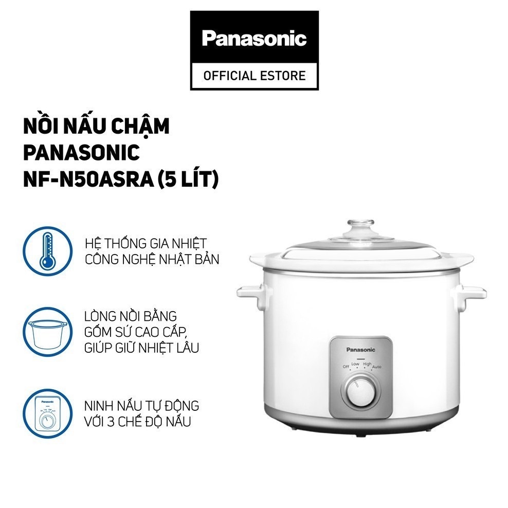 [Mã ELHADEV giảm 4% đơn 300K] Nồi nấu chậm Panasonic NF-N50ASRA (5 Lít) - Hàng chính hãng - Bảo hành 12 tháng