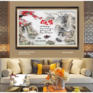 Tranh đính đá cha mẹ ,tranh thêu cha mẹ,Tranh chưa làm và chưa khung.Tặng kéo và xỏ chỉ