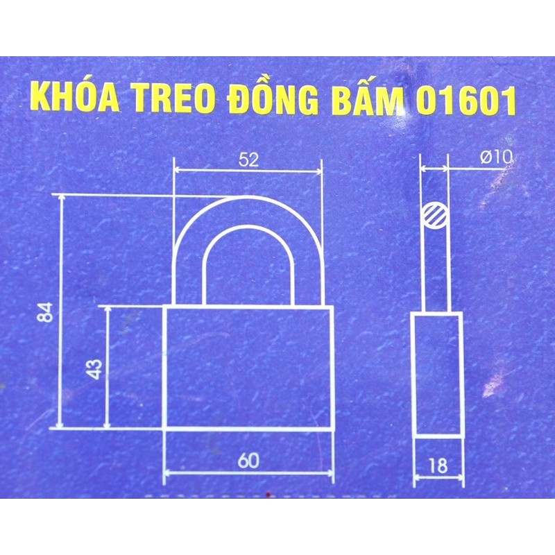 KHÓA TREO ĐỒNG BẤM VIỆT TIỆP 01601 ( CỠ LỚN 6CM - CHỊU VA ĐẬP TỐT - THÍCH HỢP KHÓA CỬA CHÍNH CỦA NHÀ )